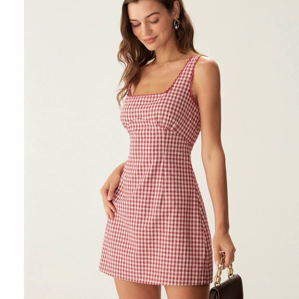 RIHOAS Red and White Gingham Mini Dress